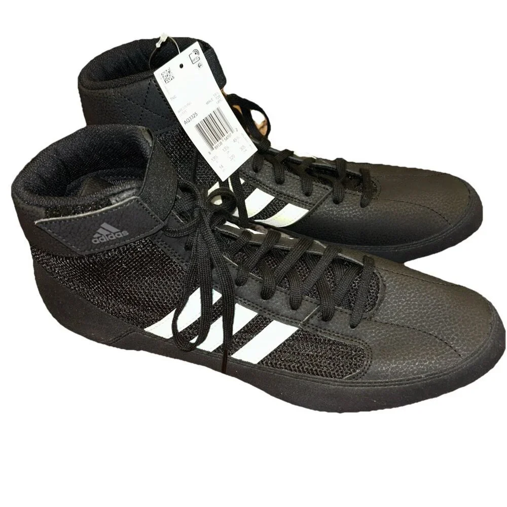 Adidas Hvc Size 14 Wrestling Lutte Black/White Lightweight Shoes, New
